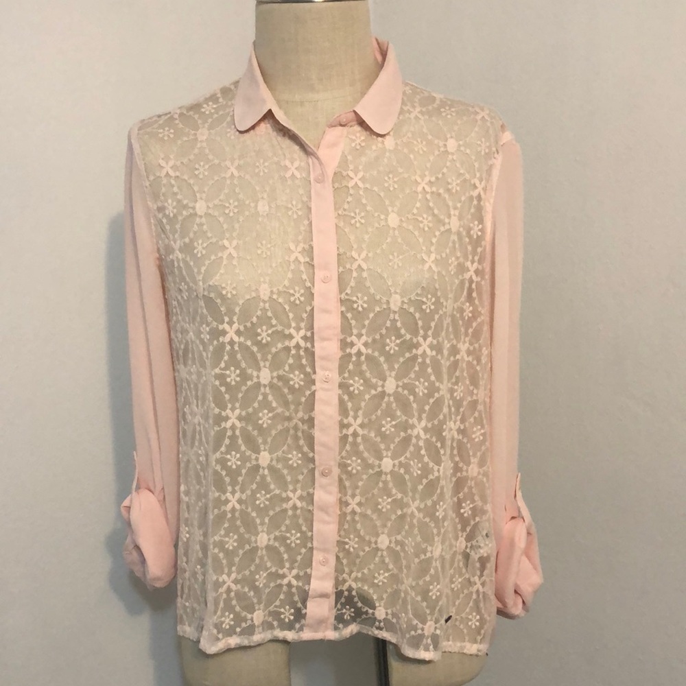 Abercrombie and Fitch pink lace blouse NWT
